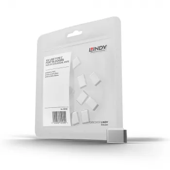 Lindy USB Type-C porttitulppa (ilman avainta) – 10 kpl:n pakkaus, valkoinen