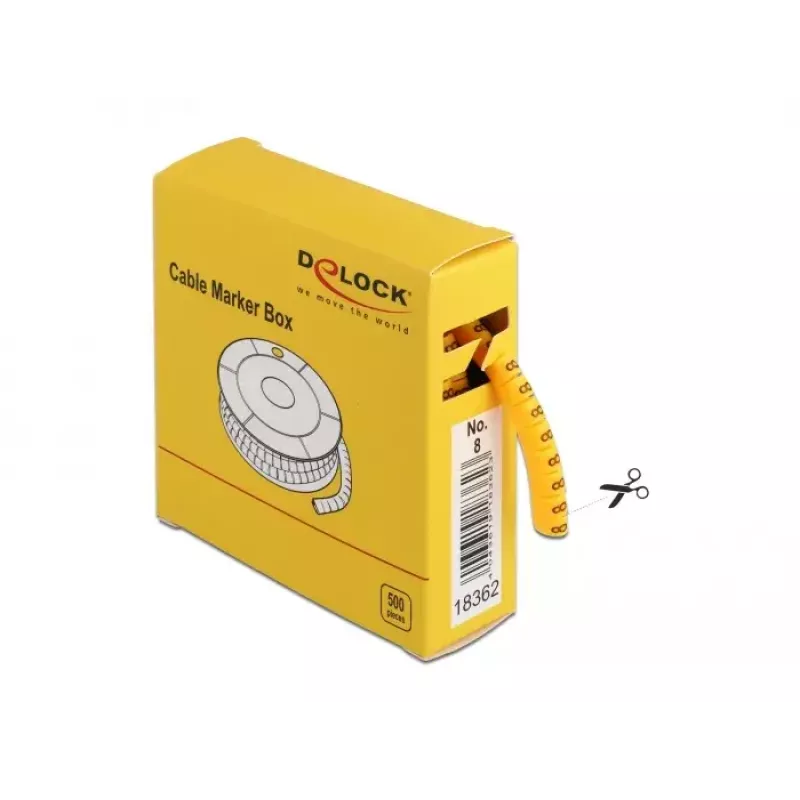 Kaapelimerkitsin DeLOCK 18362 keltainen 500 kpl