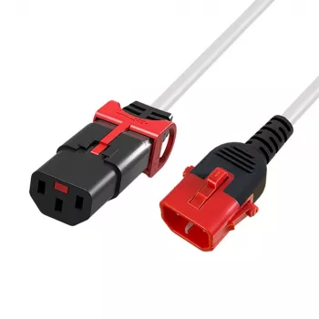 ACT PC3606 virtajohto C13 IEC Lock+ - C14 IEC Lock Dual Locking valkoinen 0,5 m