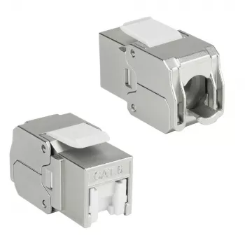 ACT Keystone -liitin RJ45 CAT6 suojattu työkaluton sulkimella hopeanvalkoinen