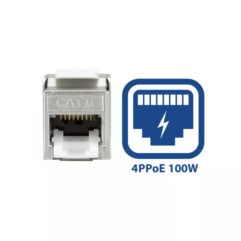 ACT Keystone -liitin RJ45 CAT6 suojattu työkaluton sulkimella hopeanvalkoinen