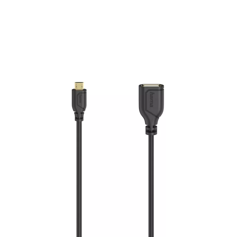 Hama Flexi-ohut USB-kaapeli USB 2.0 0,15 m Micro-USB A USB A musta