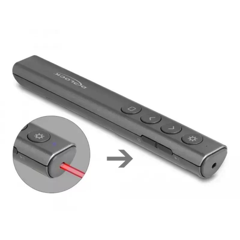 DeLOCK USB-laser-esityskaukosäädin langaton USB RF-kaukosäädin punainen laserosoitin