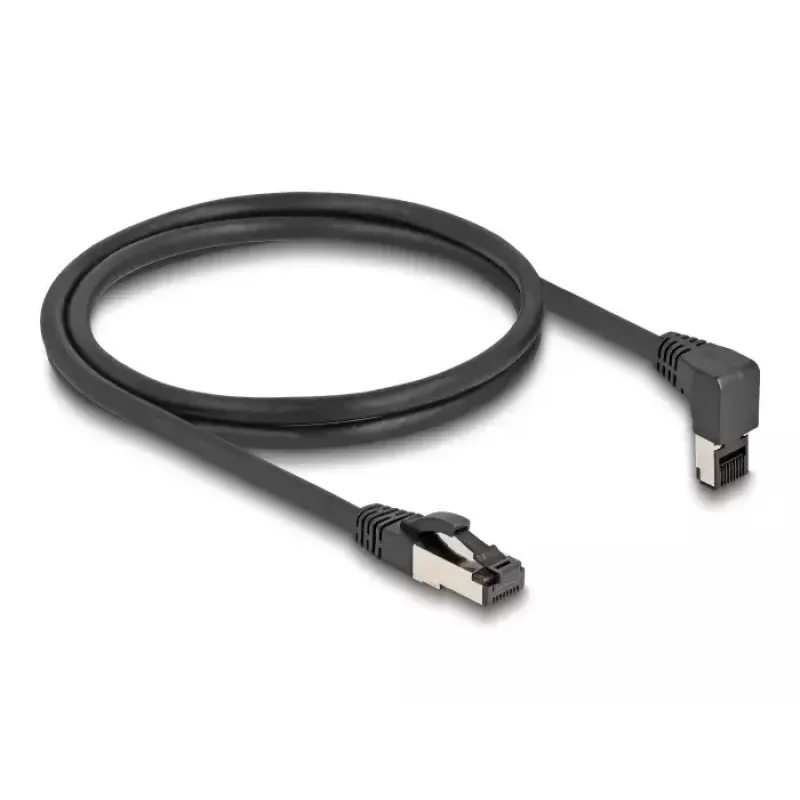 Verkkokaapeli DeLOCK RJ45 Cat.8.1 90° ylöspäin taivutettu 10 m musta