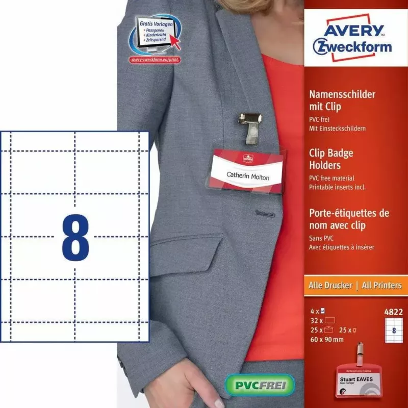 Tarttumaton tarra AVERY 4822 läpinäkyvä valkoinen suorakaide 32 kpl