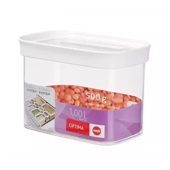 EMSA Optima 513557 ruoan säilytysrasia, 1 L, läpinäkyvä/valkoinen