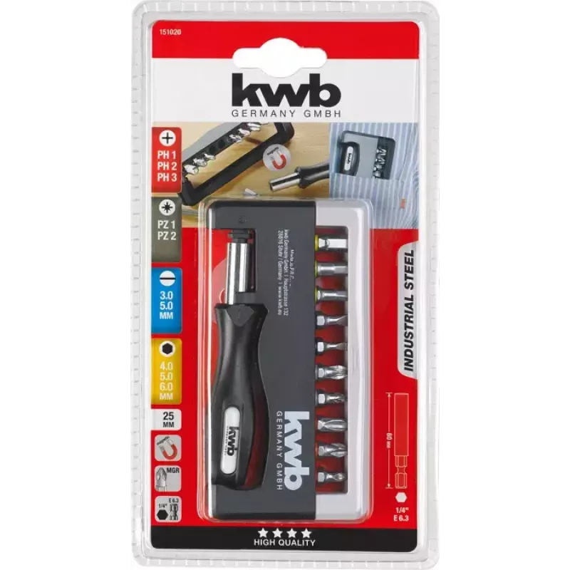 Ruuvauskärkisarja KWB Industrial Steel Standard Handy Bit Box