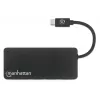 Manhattan USB-C-telakka/keskitin kortinlukijalla, liitännät (x3): USB-A (x3), 5 Gbit/s (USB 3.2 Gen1 alias USB 3.0), ulkoinen virtalähde ei tarpeen, yleispätevä kaikille laitteille, SuperSpeed USB, musta, kolmen vuoden takuu