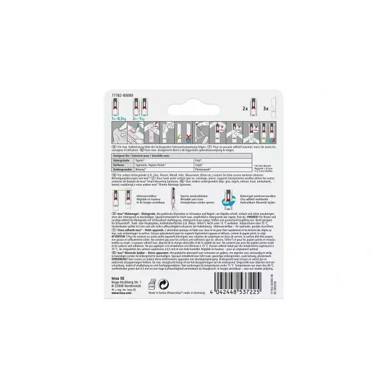 tesa Powerstrips Liimanaula tapetille ja rappaukselle, 0,5 kg, 1 kpl (77782-00000-00)