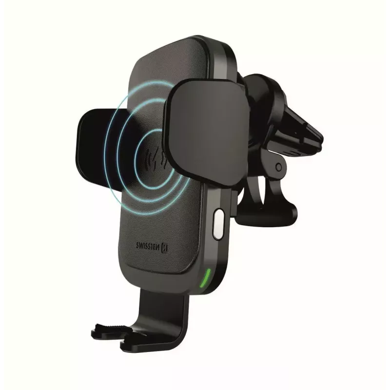 Swissten S-Grip W2-AV5 autopidike 15 W:n langattomalla laturilla, USB/USB-C-kaapelilla, musta