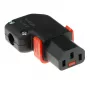 ACT C13 IEC Lock+ uudelleenliitettävä vasen tai oikea kulmapistoke musta, PA130100RBK