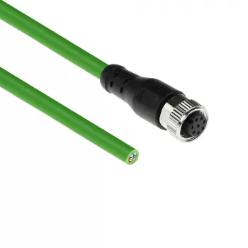 ACT Industrial 3,00 m anturikaapeli M12A 8-napainen naaras avoimeen päähän, Ultraflex TPE-kaapeli, suojattu