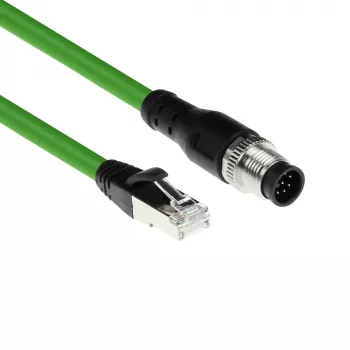 ACT Industrial 5,00 m anturikaapeli M12A 8-napainen uros RJ45-urokseen, Ultraflex SF/UTP TPE-kaapeli, suojattu