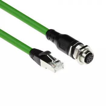ACT Industrial 5,00 m anturikaapeli M12A 8-napainen naaras RJ45-urokseen, Ultraflex SF/UTP TPE-kaapeli, suojattu