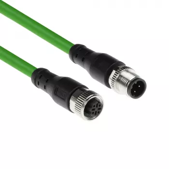 ACT Industrial 3,00 m anturikaapeli M12D 4-napainen uros M12D 4-napaiseen uroksen, Superflex Xtreme TPE-kaapeli, suojattu