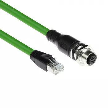 ACT Industrial 3,00 m anturikaapeli M12D 4-napainen naaras kotelo RJ45-urokseen, Superflex Xtreme TPE-kaapeli, suojattu