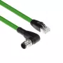 ACT Industrial 3,00 m anturikaapeli M12D 4-napainen uros kulma RJ45-urokseen, Superflex Xtreme TPE-kaapeli, suojattu