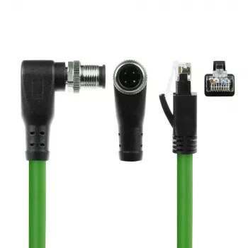 ACT Industrial 3,00 m anturikaapeli M12D 4-napainen uros kulma RJ45-urokseen, Superflex Xtreme TPE-kaapeli, suojattu