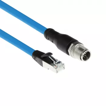 ACT Industrial 1,50 m anturikaapeli M12X 8-napainen uros kotelo RJ45, Superflex SF/UTP TPE-kaapeli, suojattu