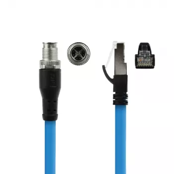 ACT Industrial 5,00 m anturikaapeli M12X 8-napainen uros kotelo RJ45, Superflex SF/UTP TPE-kaapeli, suojattu