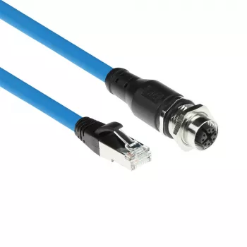 ACT Industrial 1,50 m anturikaapeli M12X 8-napainen naaras kotelo RJ45, Superflex SF/UTP TPE-kaapeli, suojattu