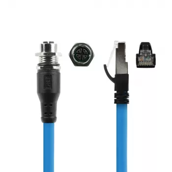 ACT Industrial 3,00 m anturikaapeli M12X 8-napainen naaras runko RJ45, Superflex SF/UTP TPE-kaapeli, suojattu