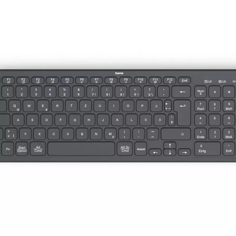Hama WK-300 näppäimistö koti/toimisto RF langaton + Bluetooth QWERTZ musta