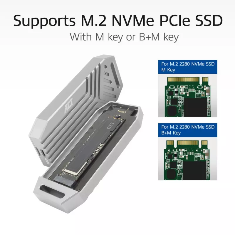 ACT USB 40 Gbit/s M.2 2280 NVMe / PCIe SSD-kotelo, työkaluvapaa