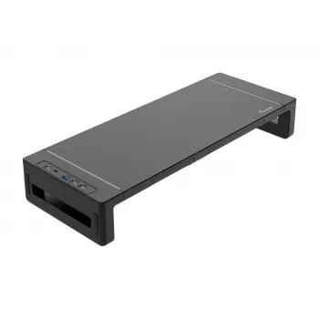 Monitorijalusta EQUIP ergonominen monitorijalusta USB-liitännöillä (USB-A x4, USB-C x1), vapaasti seisova, 25 kg, musta