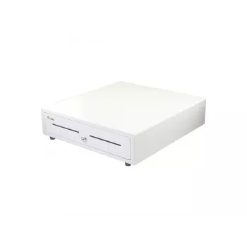 Kassalaatikko EQUIP 351011, manuaalinen/automaattinen kassalaatikko, 4 setelilokeroa / 8 kolikkolokeroa, metalli, valkoinen, 420×405×110 mm