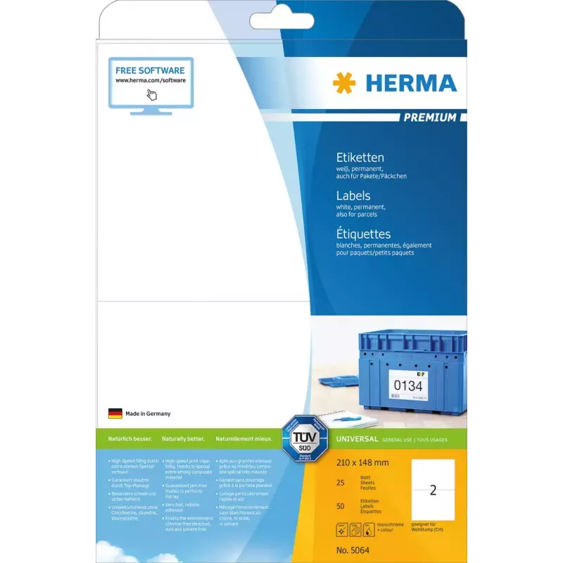 Itseliimautuva tulostustarra HERMA Labels Premium A4 5064