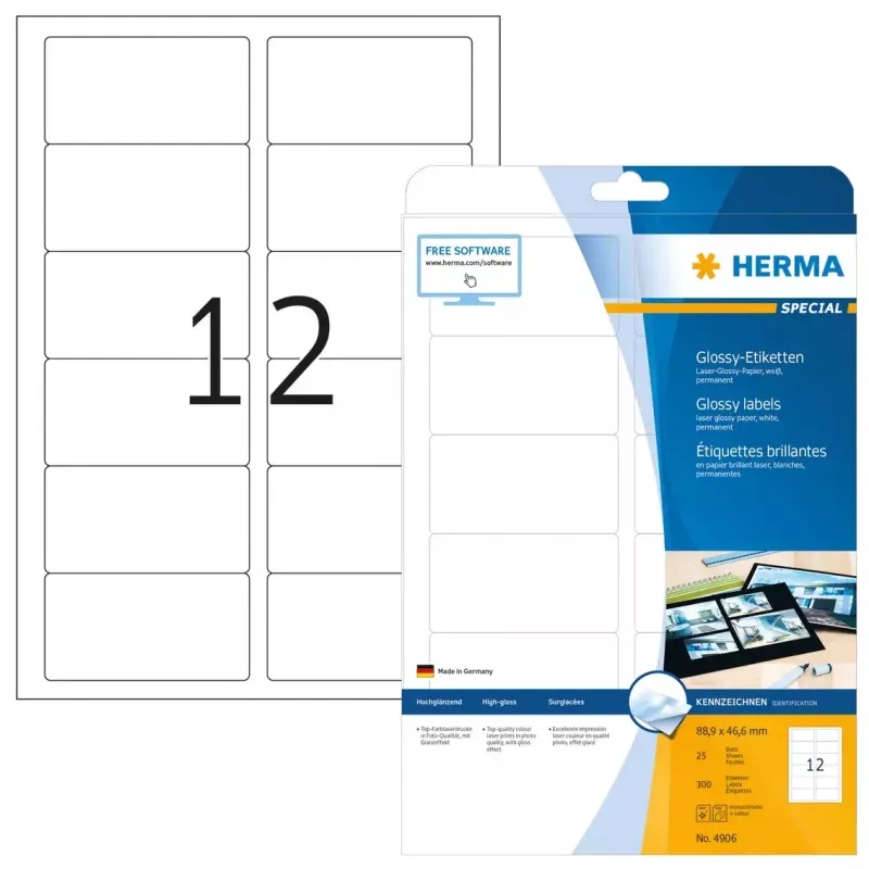 Itseliimautuva tulostustarra HERMA Labels A4 88,9x46,6 mm