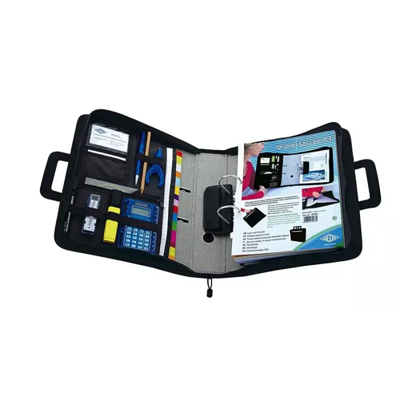 WEDO personal organizer 58 601 — muovi- ja polyesterikansio A4:lle käyntikorttitaskulla, musta