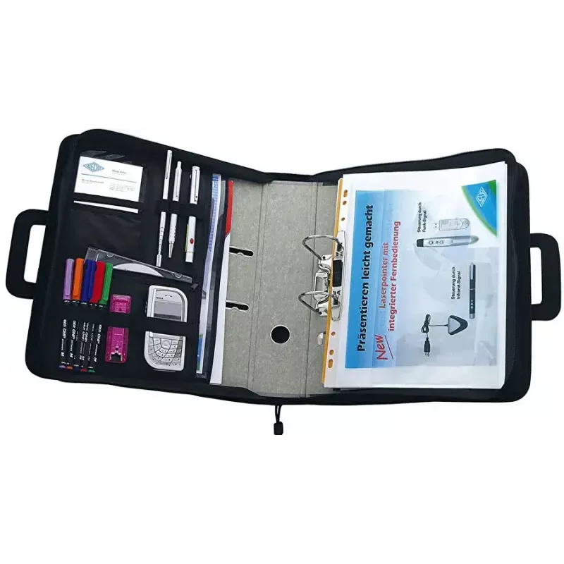 WEDO personal organizer 58 601 — muovi- ja polyesterikansio A4:lle käyntikorttitaskulla, musta