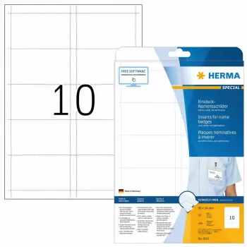 Nimikylttiliuskat HERMA A4 90x54 mm valkoinen kartonki 250 kpl