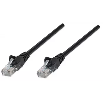 Intellinet verkkopatch-kaapeli, Cat5e, 0,25 m, musta, CCA, U/UTP, PVC, RJ45, kullatut koskettimet, lukituskielekkeen suojus, taittumissuoja, elinikäinen takuu