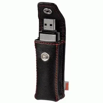 Hama USB-muistitikun kotelo ”Fashion”, musta, kotelo USB-muistitikulle, tekonahka, musta, punainen