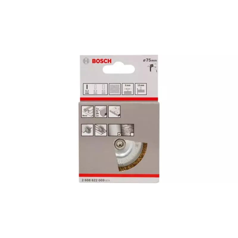 Bosch 2608622009 levyharja, Ø 75 mm, messinkipinnoitettu teräslanka