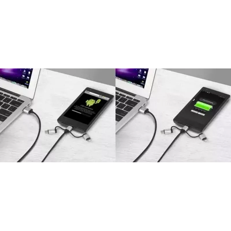 USB-kaapeli Renkforce RF-4600467 0,5m USB A USB C/Micro-USB B/Lightning harmaa