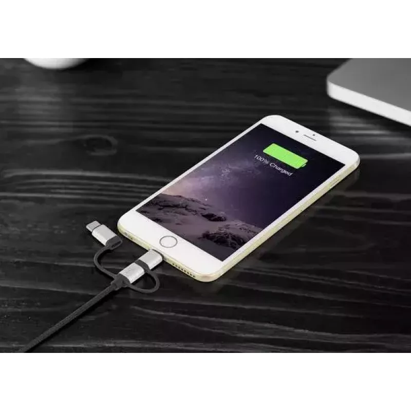 USB-kaapeli Renkforce RF-4600467 0,5m USB A USB C/Micro-USB B/Lightning harmaa