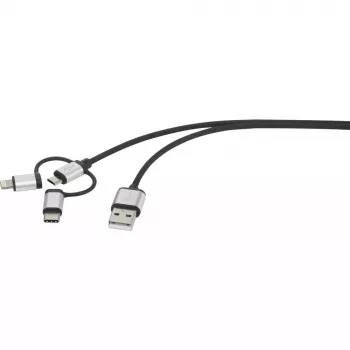 USB-kaapeli Renkforce RF-4600467 0,5m USB A USB C/Micro-USB B/Lightning harmaa