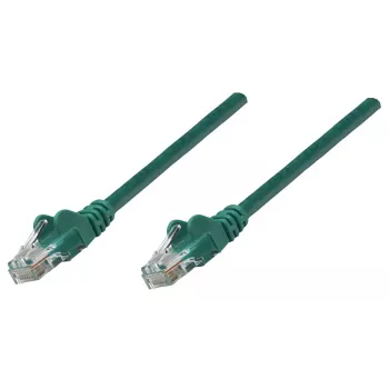 Intellinet verkkokaapeli, Cat5e, 0,25 m, vihreä, CCA, U/UTP, PVC, RJ45, kullatut kontaktit, lukituskielen suojaus, taittumissuojaholkki, elinikäinen takuu