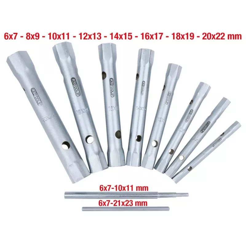 KS Tools Classic 518.0900 Putkihylsyavainsarja, 10 kpl, 6x7-20x22 mm