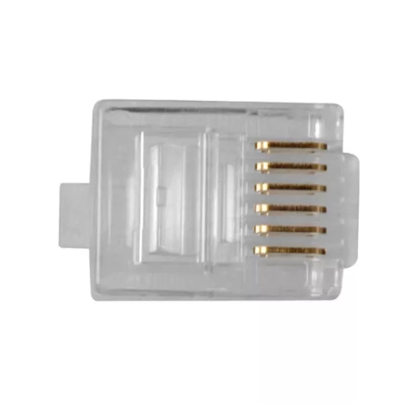 Modulaariset liittimet Intronics RJ-12 M TD106M ACT pyöreä kaapeli täyslanka pussissa 25 kpl