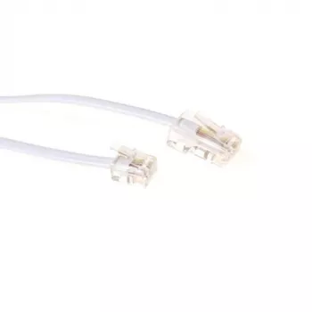 ACT valkoinen 2 metrin lattapuhelinkaapeli RJ11- ja RJ45-liittimillä