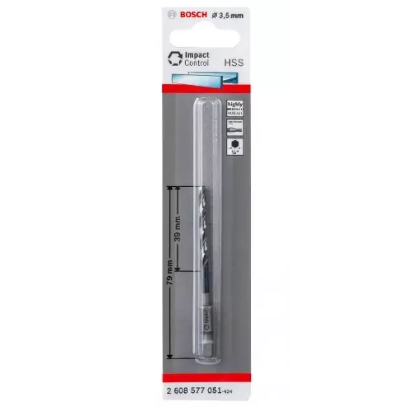 Bosch 2608577051 Metalliporanterä 3,5 mm, kokonaispituus 79 mm