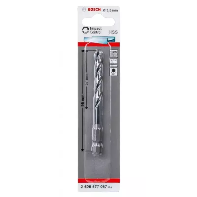 Bosch 2608577057 Metalliporanterä 5,5 mm, kokonaispituus 98 mm