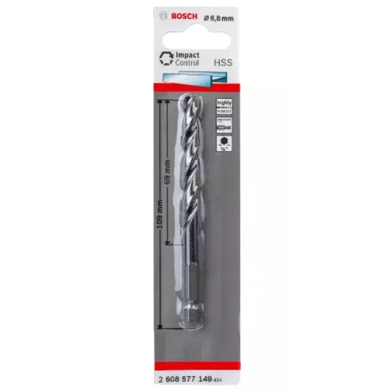 Bosch 2608577149 Metalliporanterä 6,8 mm, kokonaispituus 109 mm