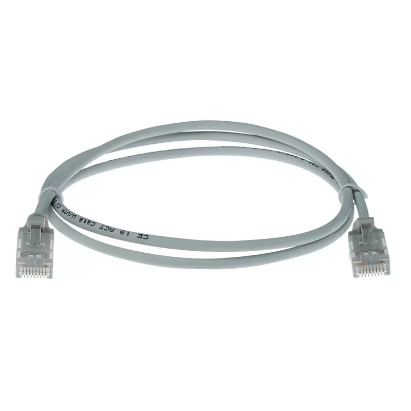ACT harmaa 10 metriä LSZH U/UTP CAT6 datakeskuksen slimline-patchkaapeli vedonpoistolla ja RJ45-liittimillä