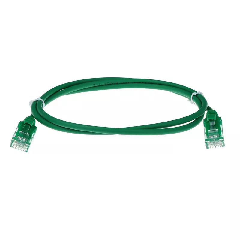ACT vihreä 7 metriä LSZH U/UTP CAT6 datakeskuksen slimline-patchkaapeli taittumissuojalla ja RJ45-liittimillä